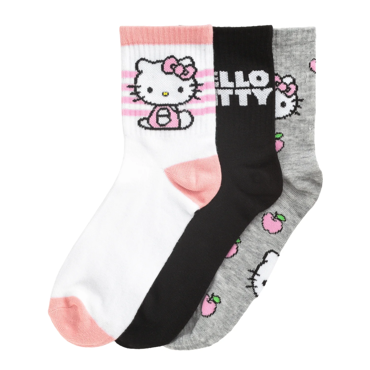3 Pack Hello Kitty Ribbed Crew - Adult