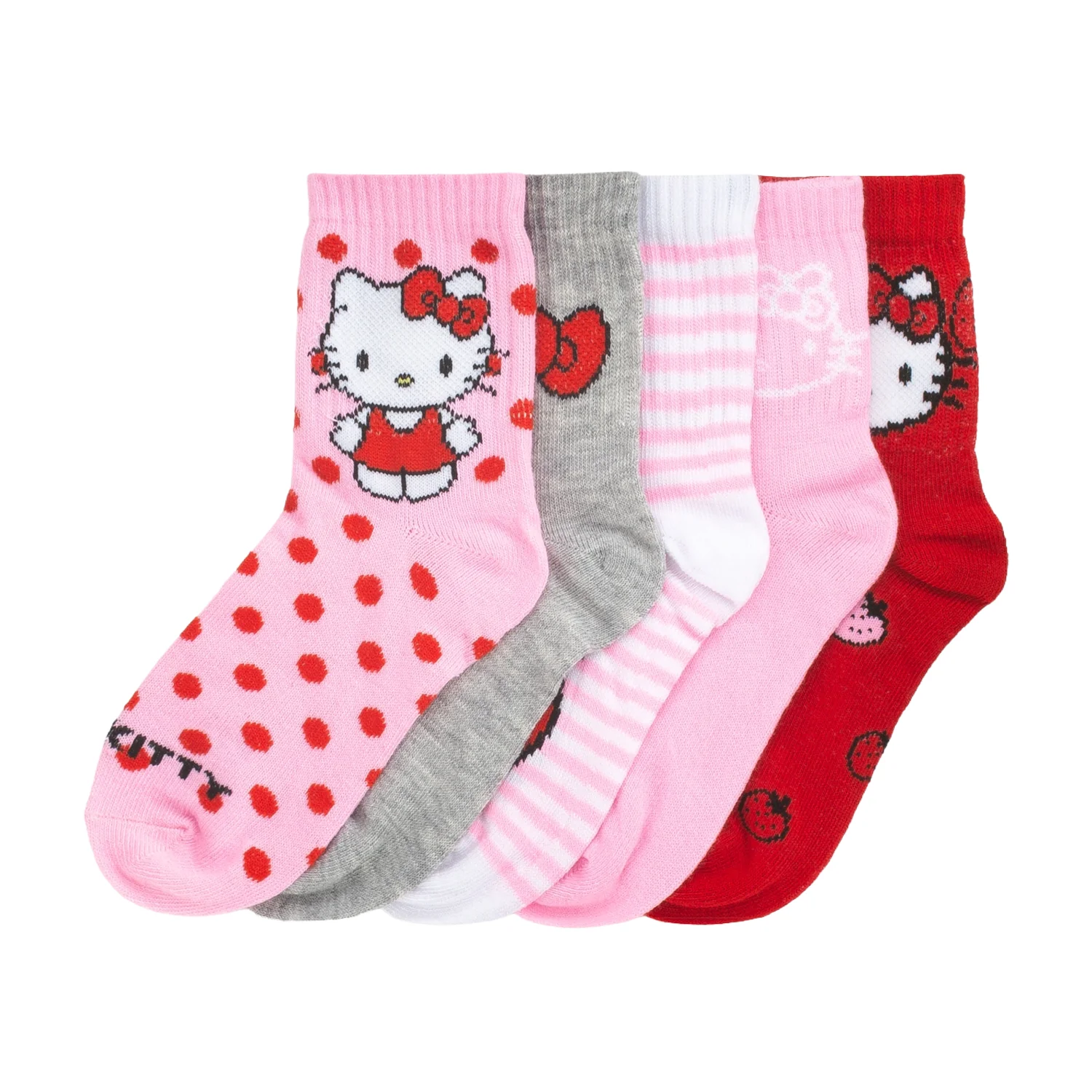5 Pack Kids Hello Kitty Half Crew