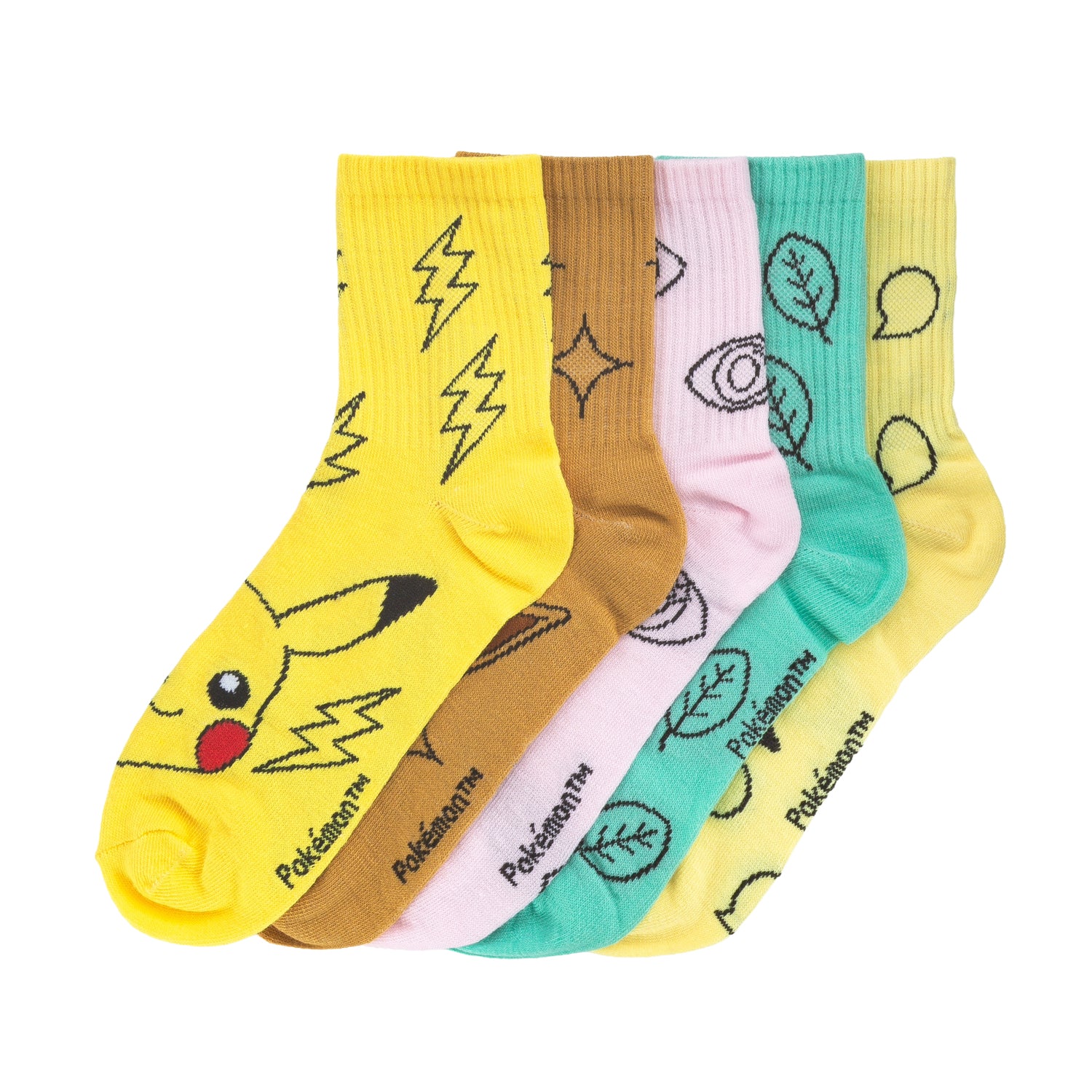 5 Pack Pokemon Ribbed Crew - Adult